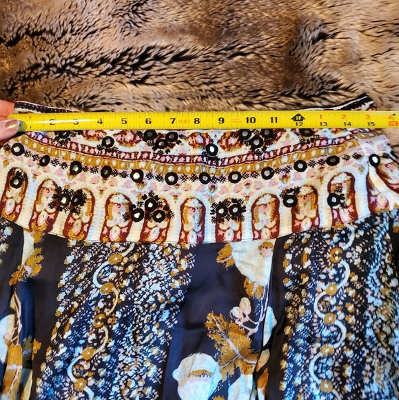 Free People Silk Road Boho Side Slit Skirt Size 10 Satin - Picture 6 of 11